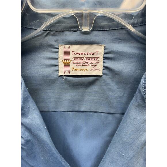 True Vintage Penneys Towncraft Shirt Sz XL Blue Plaid Penn Prest 60s One Pocket - Picture 4 of 10